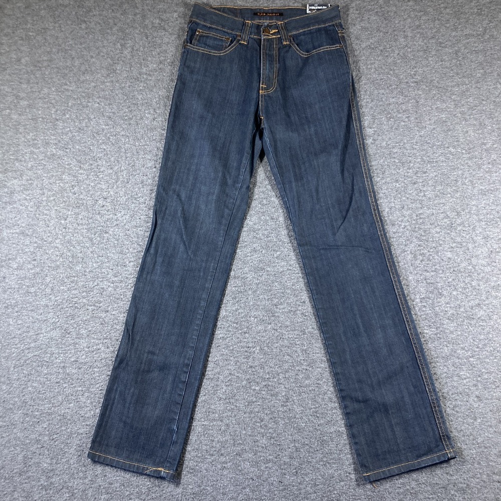 NWT Nudie Jeans Co Mens W30 L34 Dark Wash Straight Leg Organic Denim Jeans